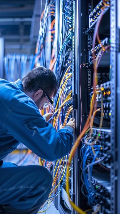 technician wiring server stockcake